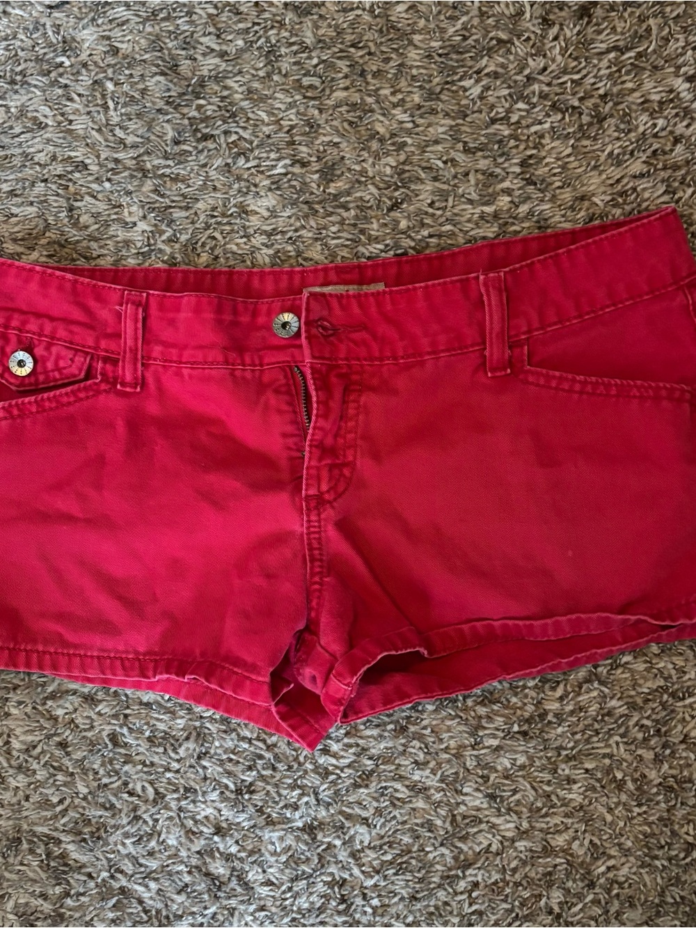 No Boundaries Red Low-Rise Micro Mini Denim Shorts